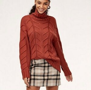 Wilfred Champeaux Merino Wool Sweater Turtleneck Relaxed Fit Rust Color